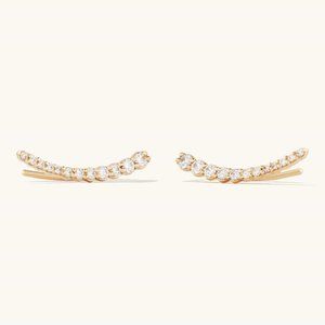 Tapered Diamond 18K Gold Climber Stud Earrings